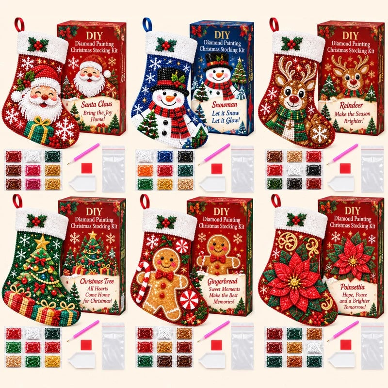 ๐ DIY Diamond Painting Christmas Stocking Kit | 6 Festive Designs | Complete Kit with All Tools & Step-by-Step Guide Included ๐