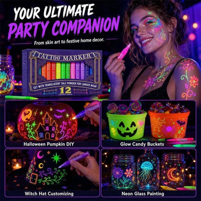 🔥Last Day 50% OFF - Novocanvas Glow Party Tattoo Pens