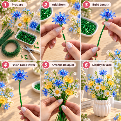 🌼✨DIY Beaded Wildflower Bouquet Kit – Handmade Crystal Flower Craft Set🌸✨