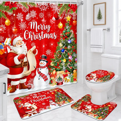 🔥😍🎄🛁 Christmas Bathroom Makeover Set – 4 Matching Pieces for Instant Holiday Cheer