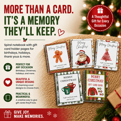 🎄📚Libro de tarjetas de regalo navideñas - 🎁¡Sorpresas en cada página!📚Tapa dura y resistente