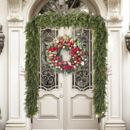 6 FT 2 Pcs Artificial Cedar Garlands, Real Touch Winter Cedar Garland, Green Artificial Greenery Pine Garland for Table, Mantle, Wall, Indoor, Outdoor Christmas Decorations (2, 6 FT)