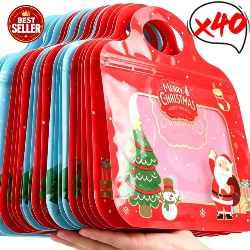 🎅Easy Fill, Easy Seal🎄Festive Self-Seal Treat Bags – Santa & Snowman Print🎅⛄