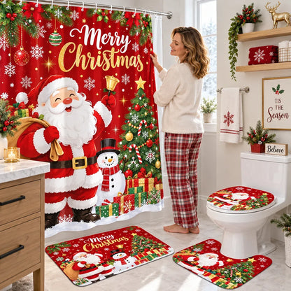 🔥😍🎄🛁 Christmas Bathroom Makeover Set – 4 Matching Pieces for Instant Holiday Cheer