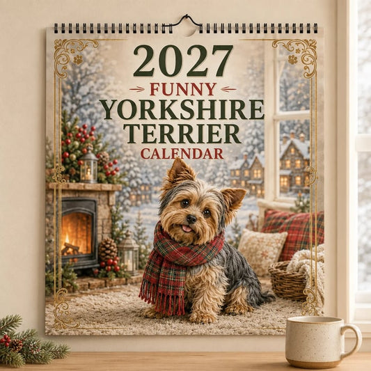 2027 Funny Yorkshire Terrier Wall Calendar | A4 Hanging Calendar