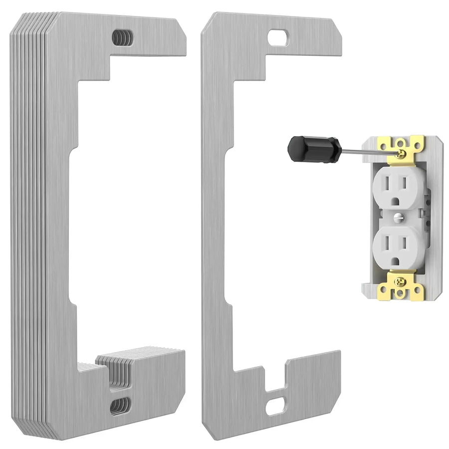 10 espaciadores para placas de pared, espaciadores para tomas de corriente, placas niveladoras de metal para empotrar para reparación de tomas de corriente, para arreglar tomas de corriente sueltas y cajas eléctricas