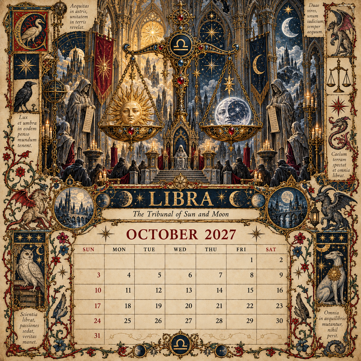 2027 Zodiac Grimoire Calendar| 12 Signs, 12 Forbidden Chapters
