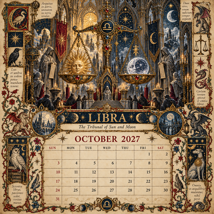 2027 Zodiac Grimoire Calendar| 12 Signs, 12 Forbidden Chapters