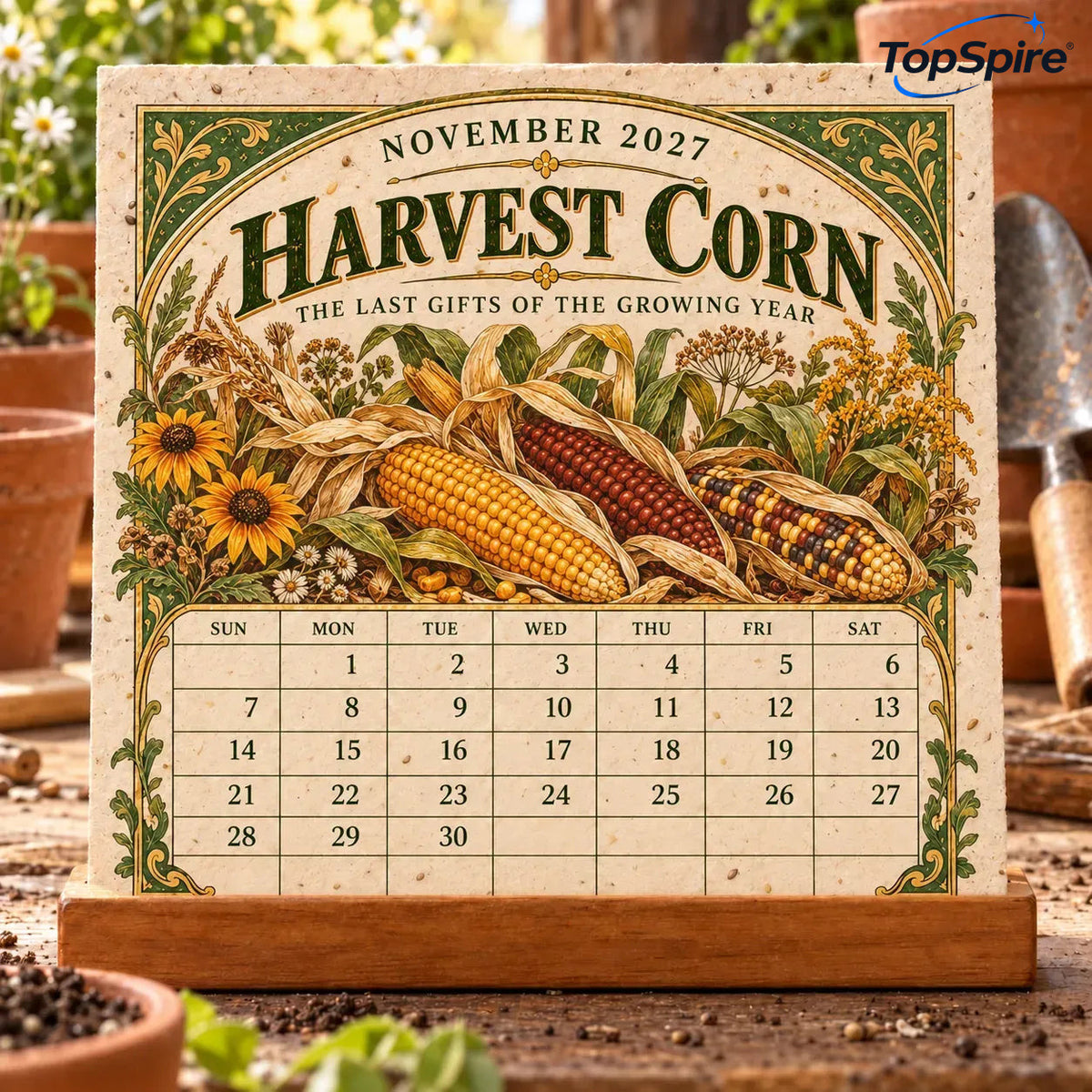 ⏰ Limited Time Sale 49% OFF🌱 2027 Heirloom Garden Plantable Seed Calendar | 12 Plantable Months with Vintage Botanical Art & Wooden Stand 🌼