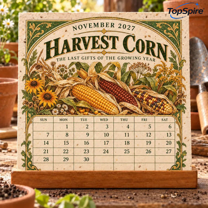 ⏰ Limited Time Sale 49% OFF🌱 2027 Heirloom Garden Plantable Seed Calendar | 12 Plantable Months with Vintage Botanical Art & Wooden Stand 🌼