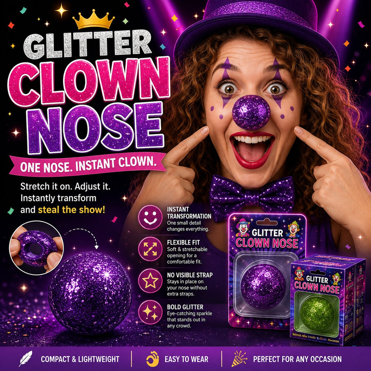 🤡 Glitter Clown Nose