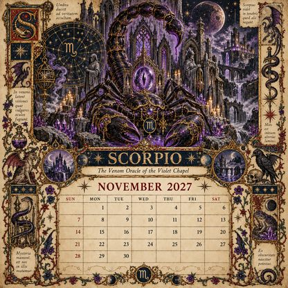 2027 Zodiac Grimoire Calendar| 12 Signs, 12 Forbidden Chapters