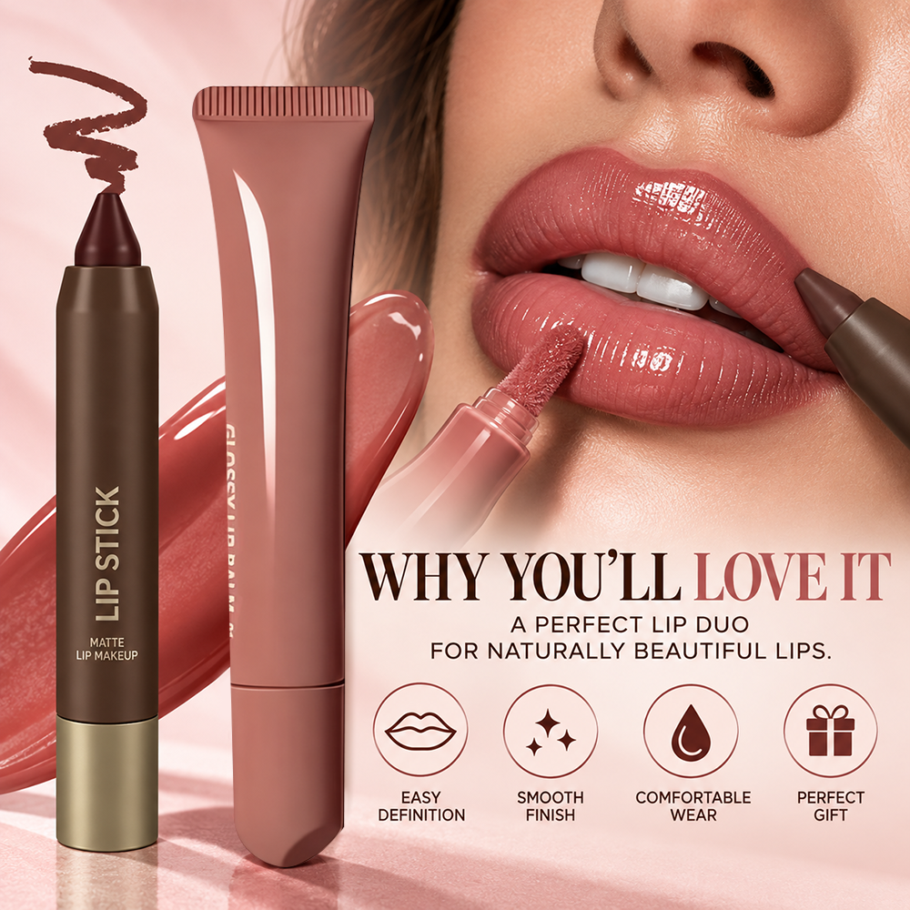 Matte Lipliner and Moisturizing Lip Oil Cosmetic Set