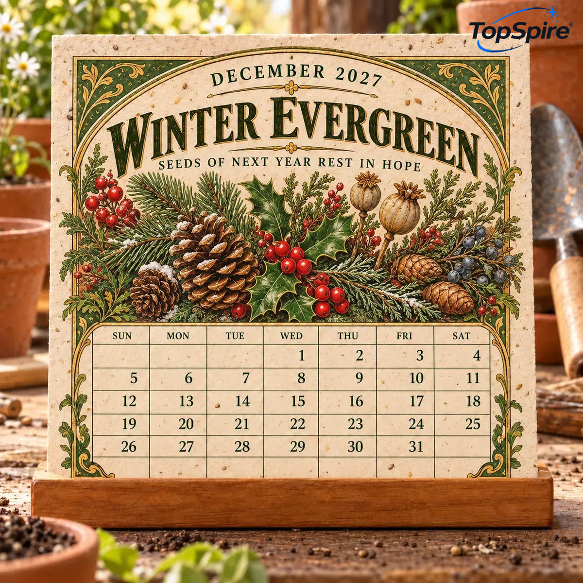 ⏰ Limited Time Sale 49% OFF🌱 2027 Heirloom Garden Plantable Seed Calendar | 12 Plantable Months with Vintage Botanical Art & Wooden Stand 🌼