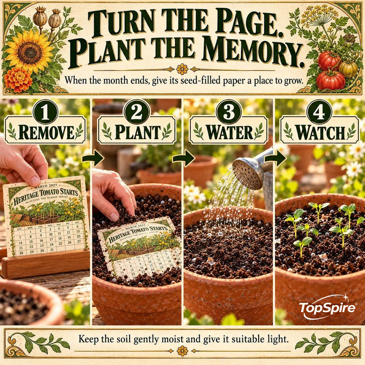 ⏰ Limited Time Sale 49% OFF🌱 2027 Heirloom Garden Plantable Seed Calendar | 12 Plantable Months with Vintage Botanical Art & Wooden Stand 🌼