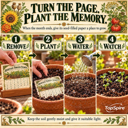 ⏰ Limited Time Sale 49% OFF🌱 2027 Heirloom Garden Plantable Seed Calendar | 12 Plantable Months with Vintage Botanical Art & Wooden Stand 🌼