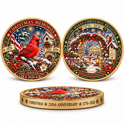 2026 "Christmas Memories" - 250th Anniversary Commemorative Coin, a double-sided holiday collectible.