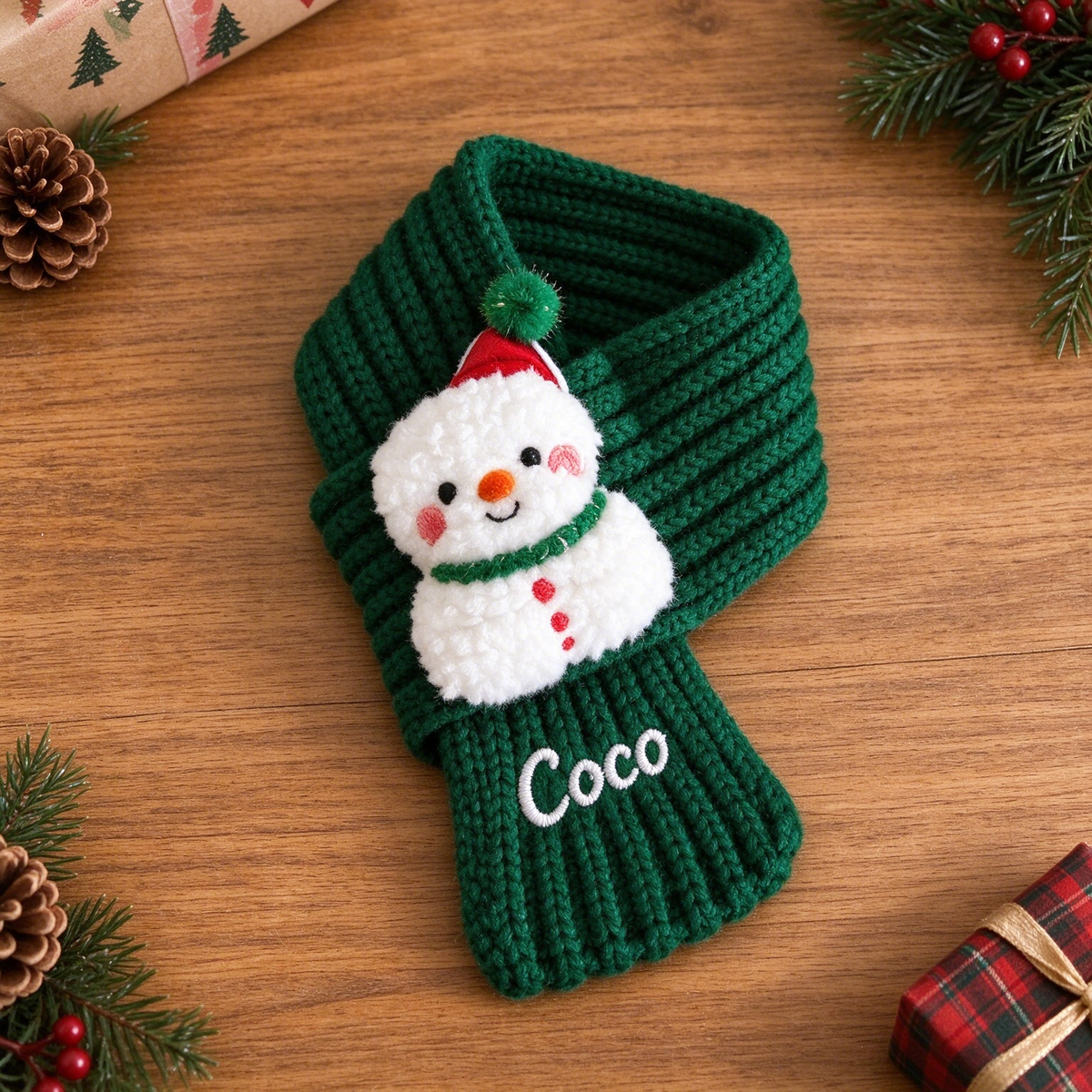 Personalized Embroidered Dogs And Cats Christmas Scarf | MNAccs127