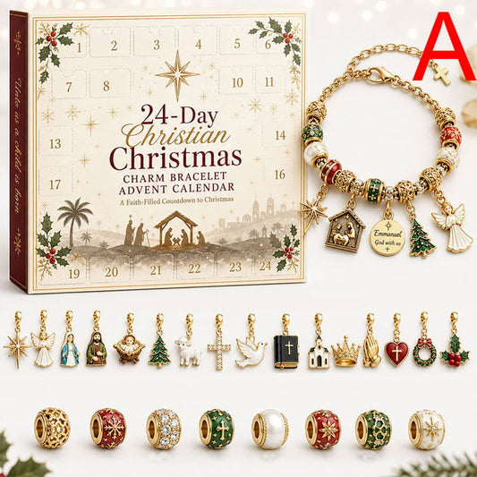 🔥ÚLTIMO DÍA 50% DE DESCUENTO - Calendario de Adviento de pulsera de dijes navideños cristianos de 24 días