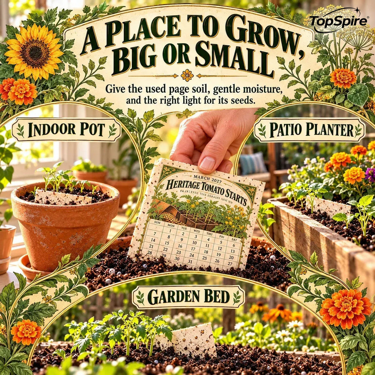 ⏰ Limited Time Sale 49% OFF🌱 2027 Heirloom Garden Plantable Seed Calendar | 12 Plantable Months with Vintage Botanical Art & Wooden Stand 🌼