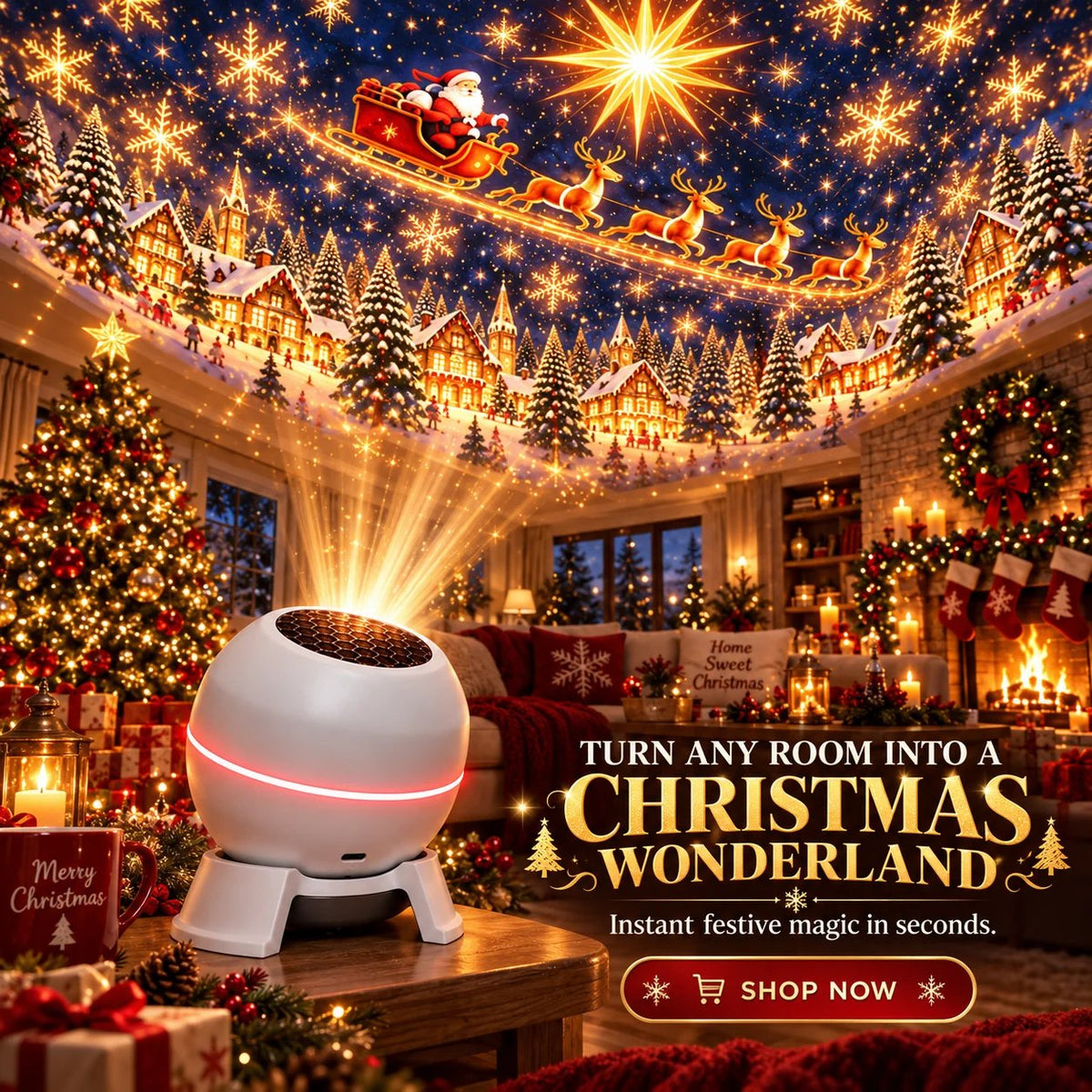 🔥LAST DAY SALE 49% OFF-🎅 Turn Any Room Into a Christmas Wonderland – Holiday Projection Night Light