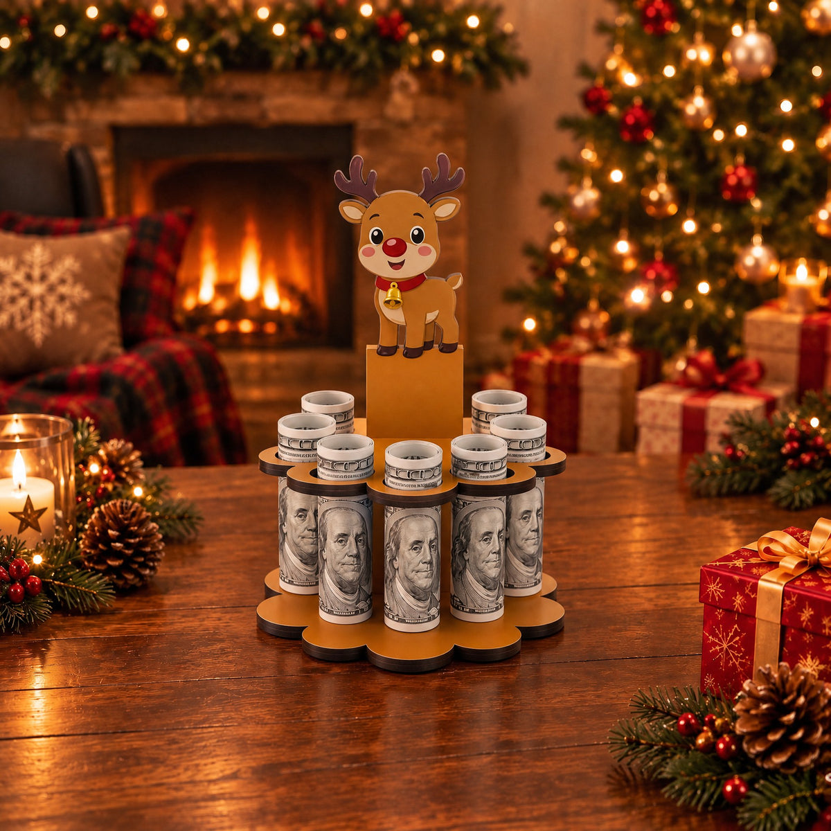 🎄LAST DAY 49% OFF✨ - Christmas Tabletop Wooden Money Holder🎁