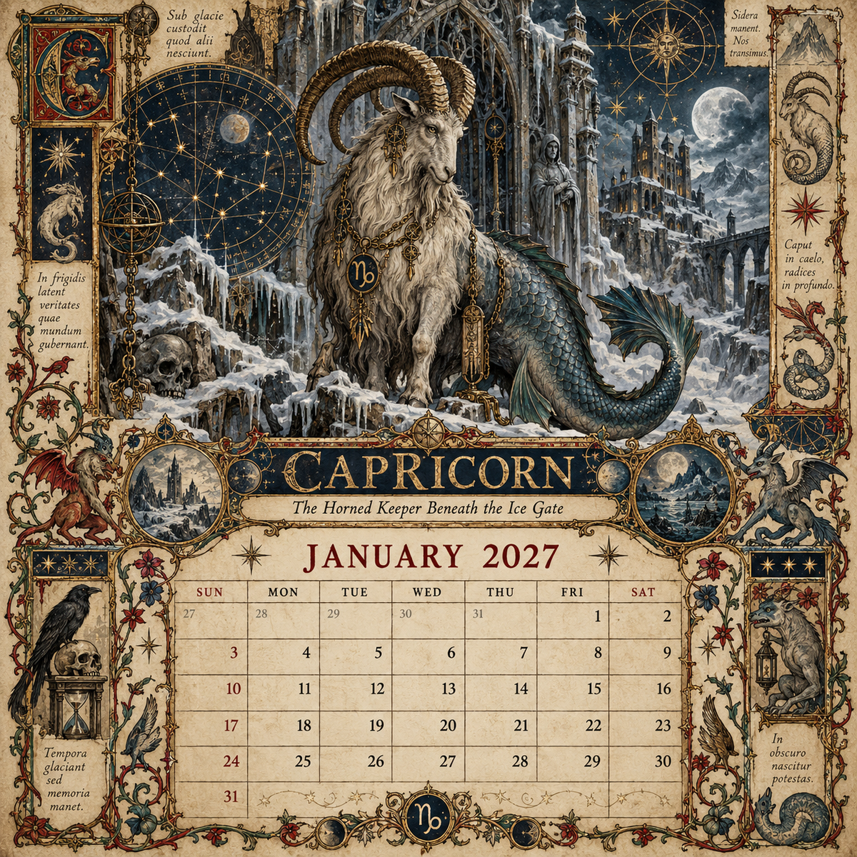 2027 Zodiac Grimoire Calendar| 12 Signs, 12 Forbidden Chapters