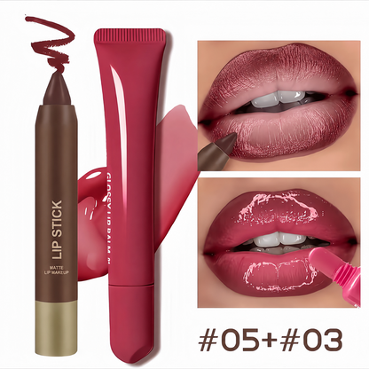 Matte Lipliner and Moisturizing Lip Oil Cosmetic Set
