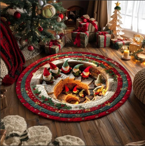 🎄 Alfombra redonda con ilusión óptica 3D de gnomo navideño | Divertido y festivo, ¡un imprescindible para la decoración del hogar! ⭐🏠🎁