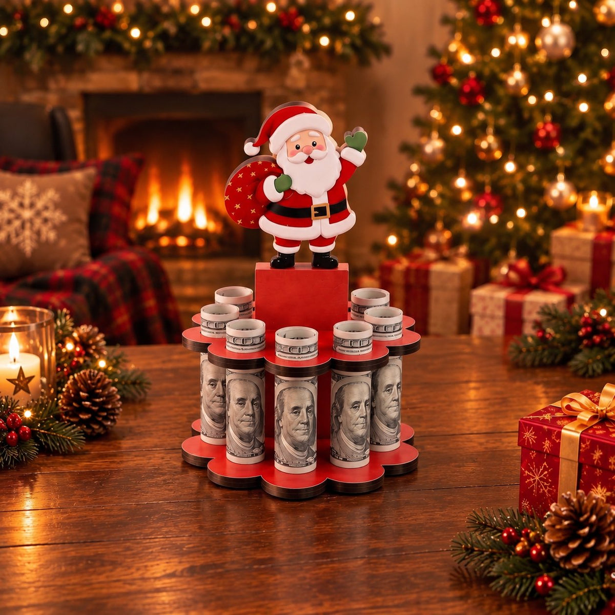🎄LAST DAY 49% OFF✨ - Christmas Tabletop Wooden Money Holder🎁