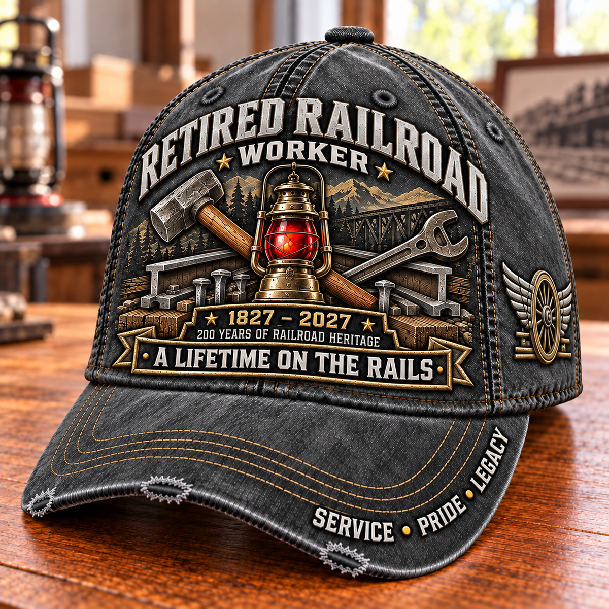 🚂 1827–2027 Retired Railroad Worker 200th Anniversary Heritage Cap
