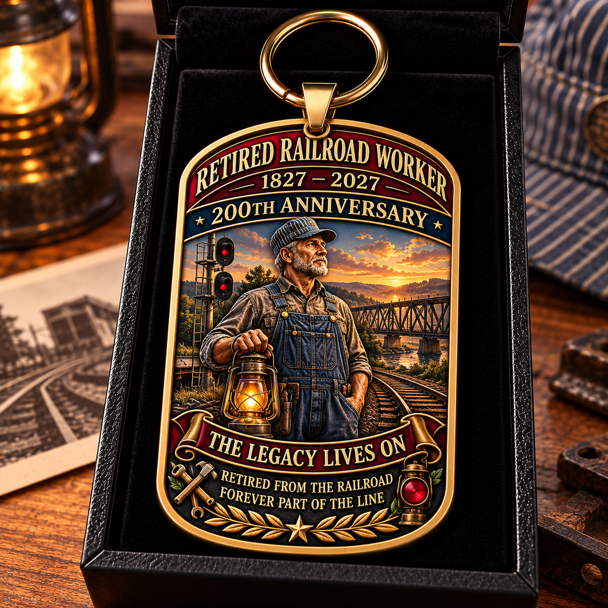 🚂1827–2027 Retired Railroad Worker 200th Anniversary Commemorative Keychain – The Legacy Lives On