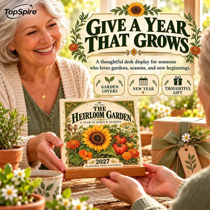 ⏰ Limited Time Sale 49% OFF🌱 2027 Heirloom Garden Plantable Seed Calendar | 12 Plantable Months with Vintage Botanical Art & Wooden Stand 🌼
