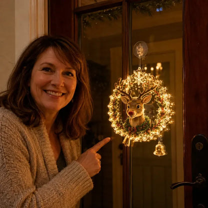Lighted Christmas Window Decoration with Suction Cup | Warm LED Window Light with Double-Layer Design & Multiple Festive Styles ✨