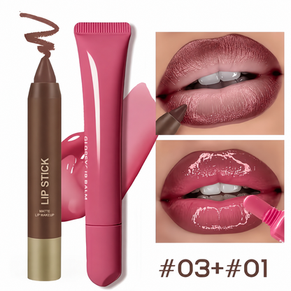 Matte Lipliner and Moisturizing Lip Oil Cosmetic Set