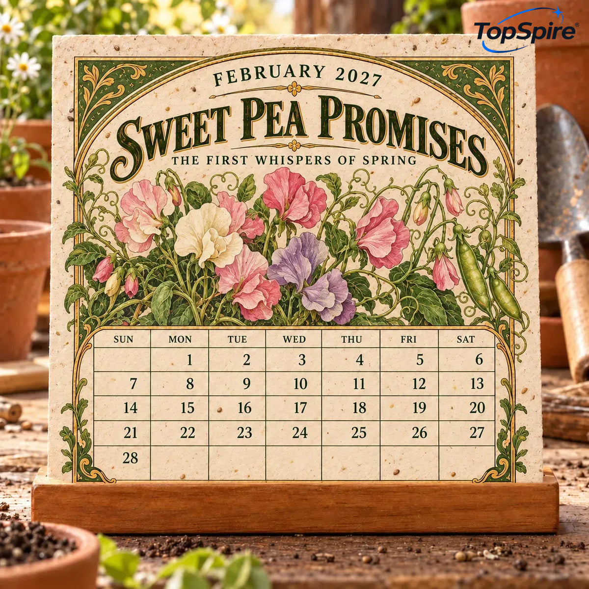 ⏰ Limited Time Sale 49% OFF🌱 2027 Heirloom Garden Plantable Seed Calendar | 12 Plantable Months with Vintage Botanical Art & Wooden Stand 🌼