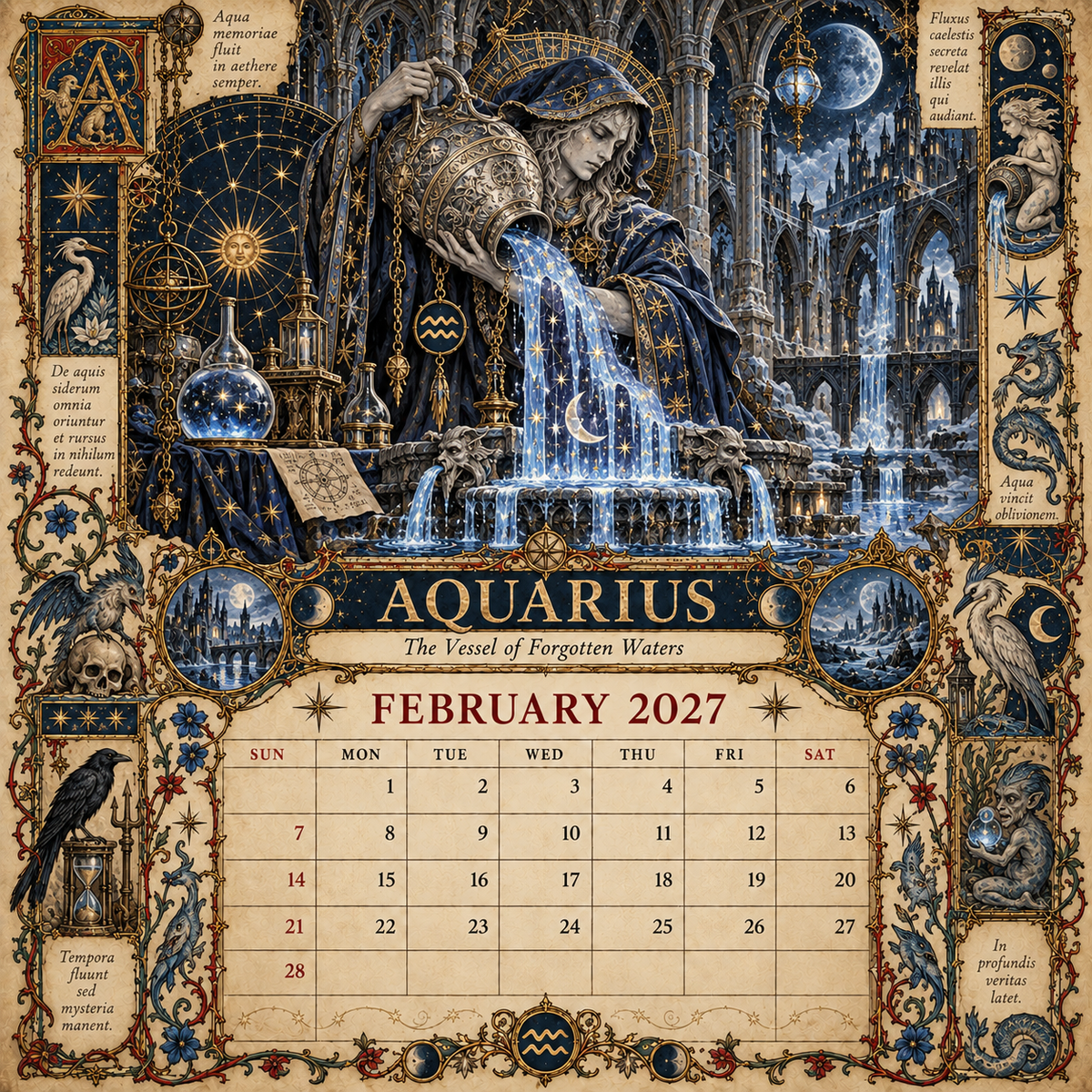 2027 Zodiac Grimoire Calendar| 12 Signs, 12 Forbidden Chapters
