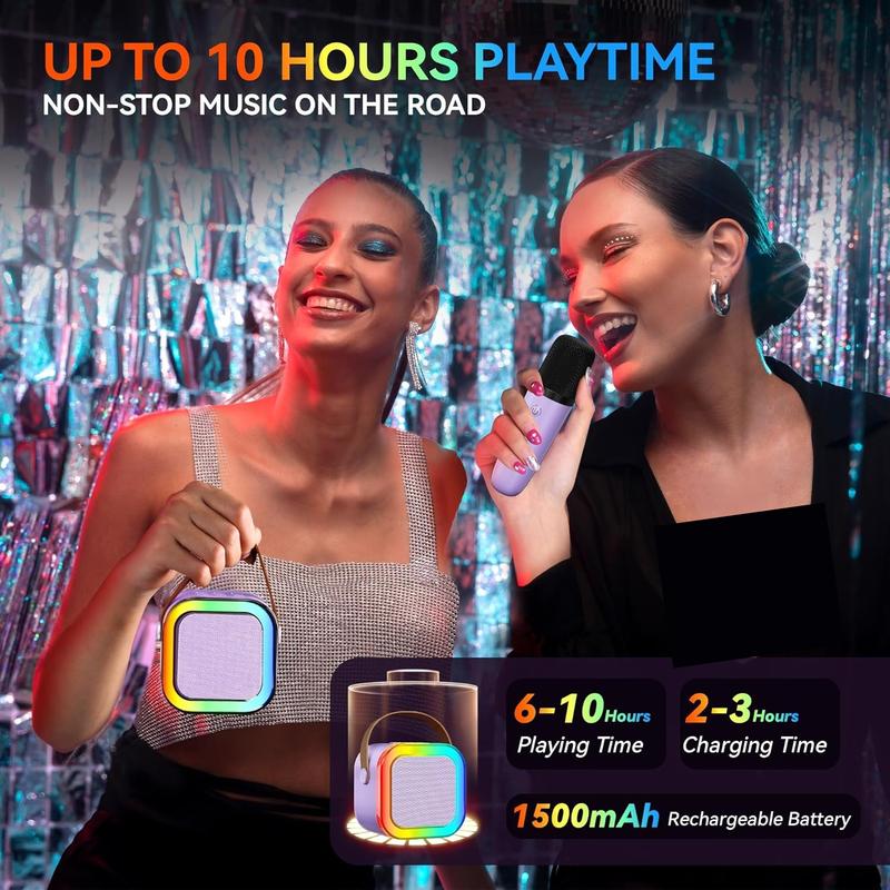 Portable Mini Karaoke Machine with 2 Wireless Microphones