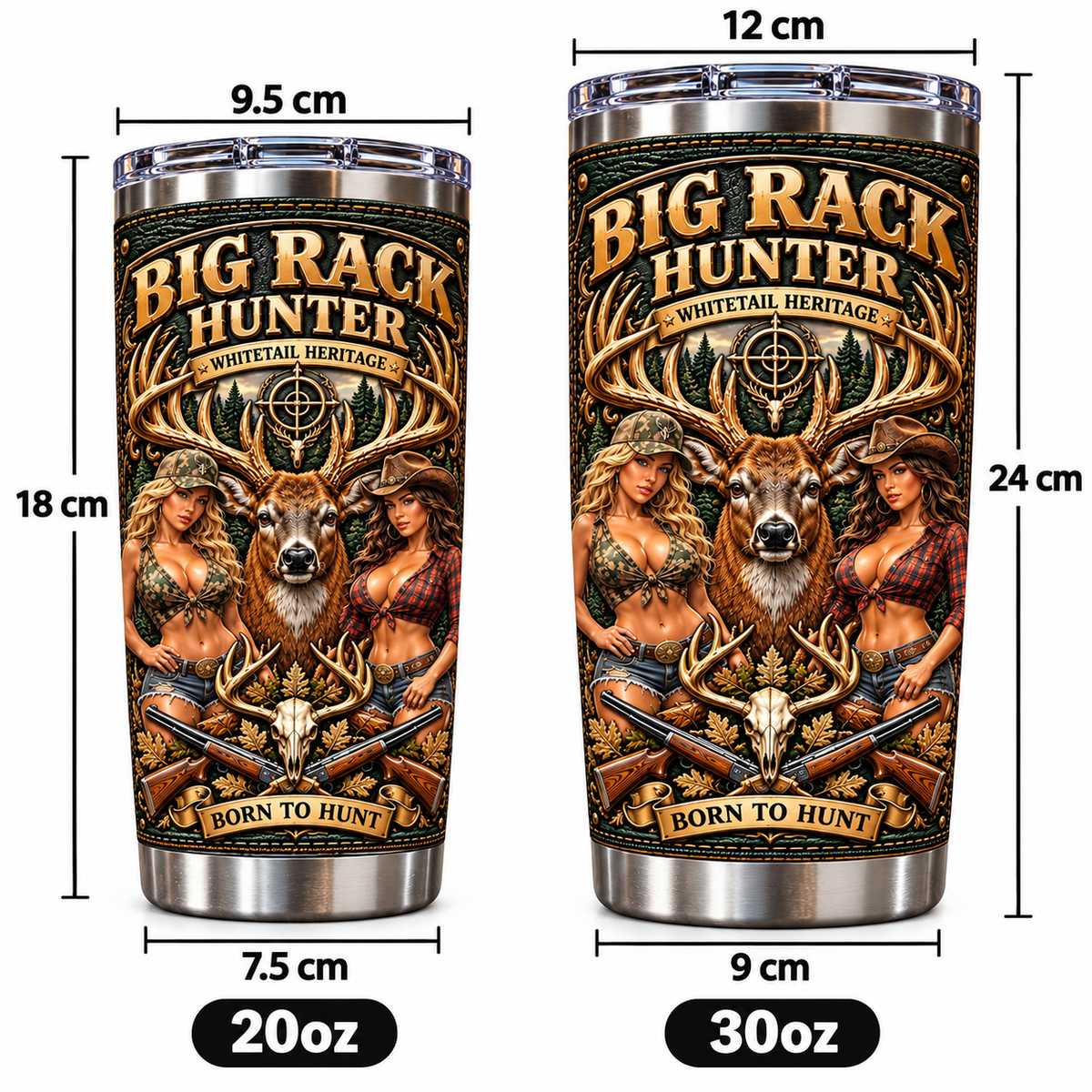 Big Rack Hunter “White Tails Year Round” Whitetail Heritage Insulated Travel Tumbler