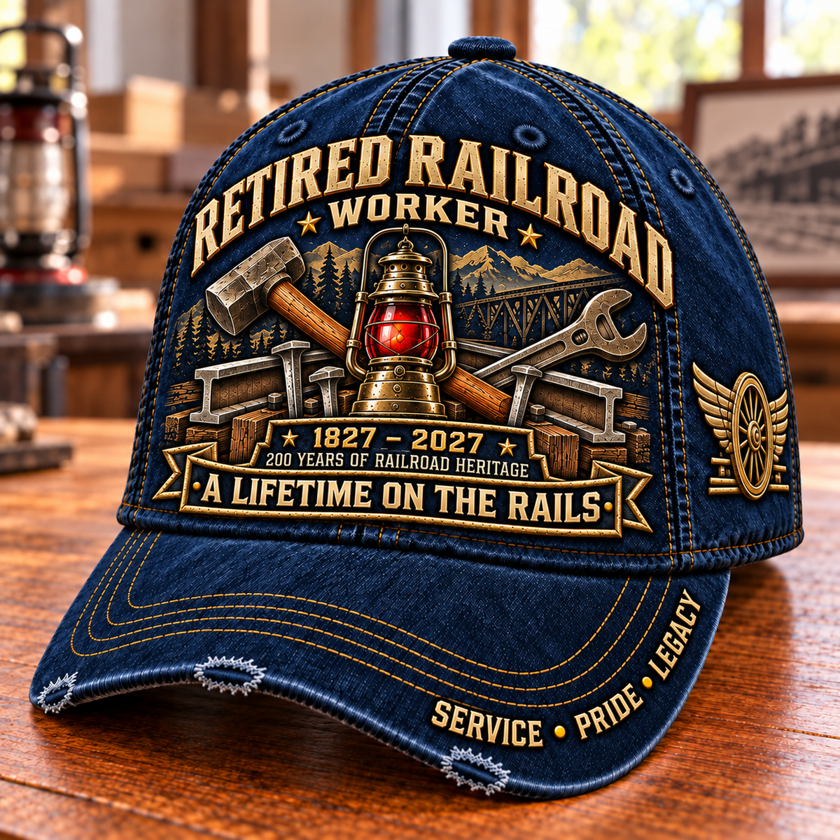 🚂 1827–2027 Retired Railroad Worker 200th Anniversary Heritage Cap