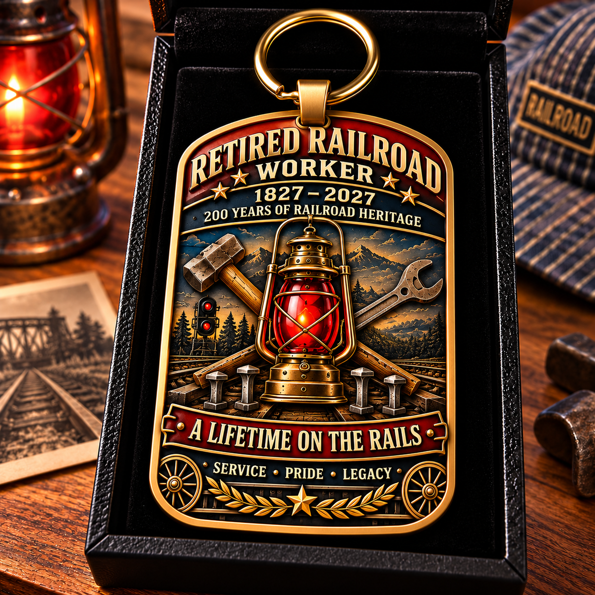 🚂1827–2027 Retired Railroad Worker 200th Anniversary Commemorative Keychain – The Legacy Lives On