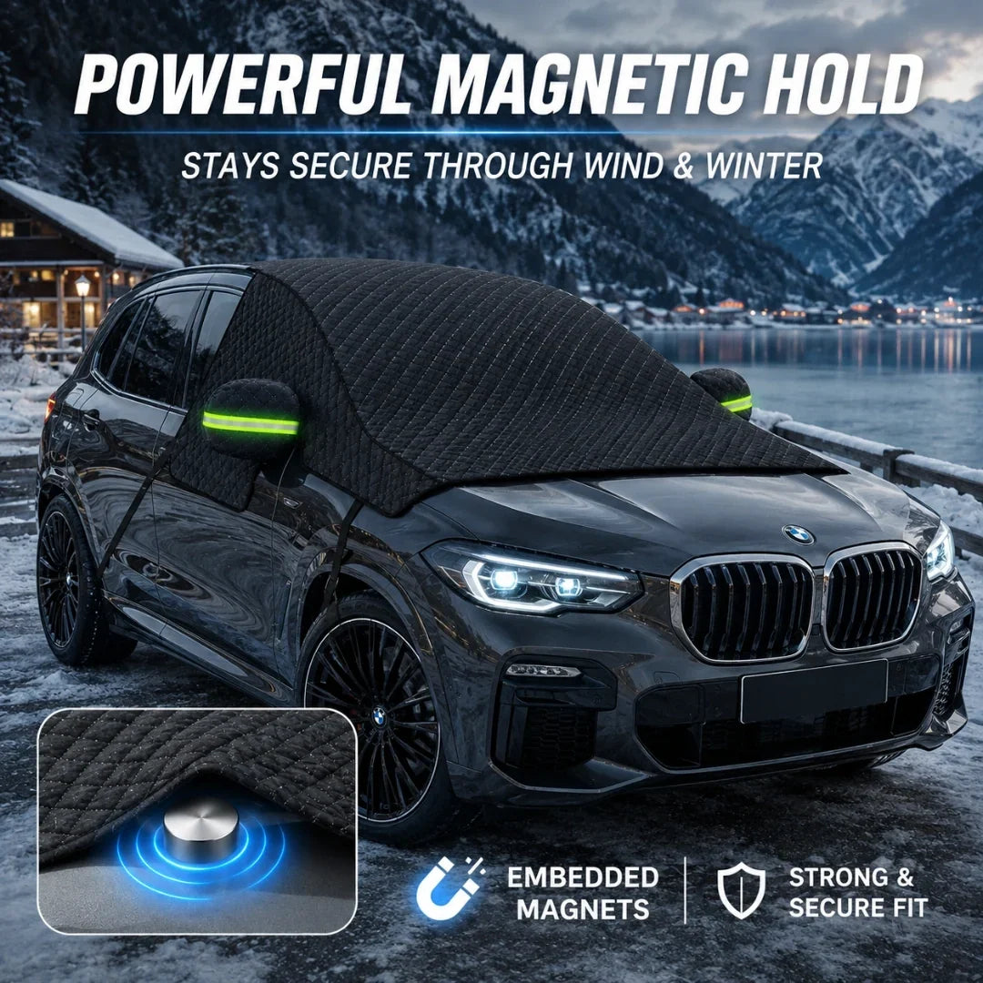 Magnetic Windshield Snow & Ice Cover with Mirror Protection | All-Weather Car Cover
