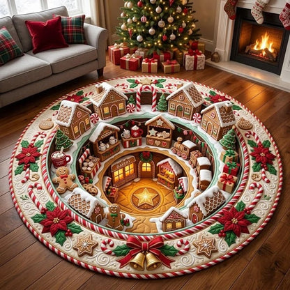 🎄 Alfombra redonda con ilusión óptica 3D de gnomo navideño | Divertido y festivo, ¡un imprescindible para la decoración del hogar! ⭐🏠🎁