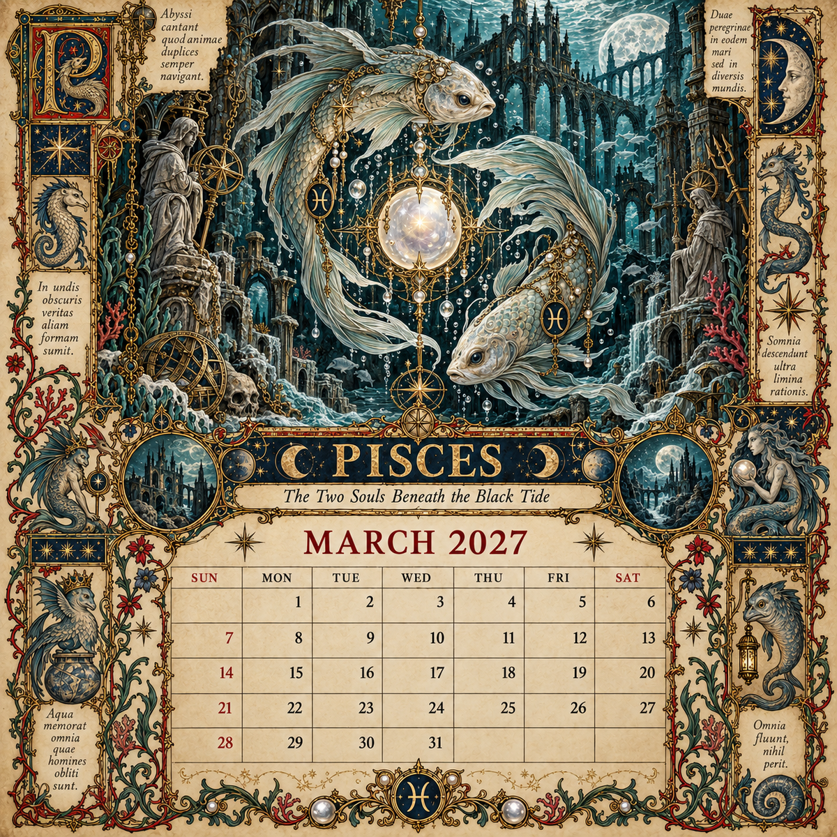 2027 Zodiac Grimoire Calendar| 12 Signs, 12 Forbidden Chapters