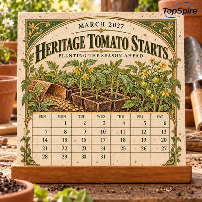 ⏰ Limited Time Sale 49% OFF🌱 2027 Heirloom Garden Plantable Seed Calendar | 12 Plantable Months with Vintage Botanical Art & Wooden Stand 🌼
