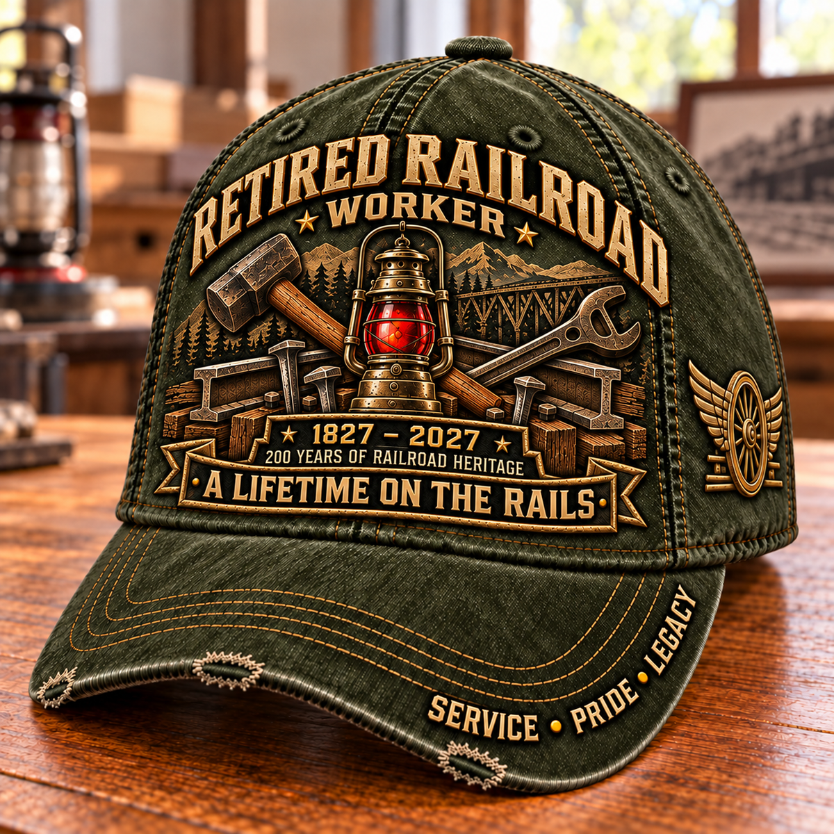 🚂 1827–2027 Retired Railroad Worker 200th Anniversary Heritage Cap