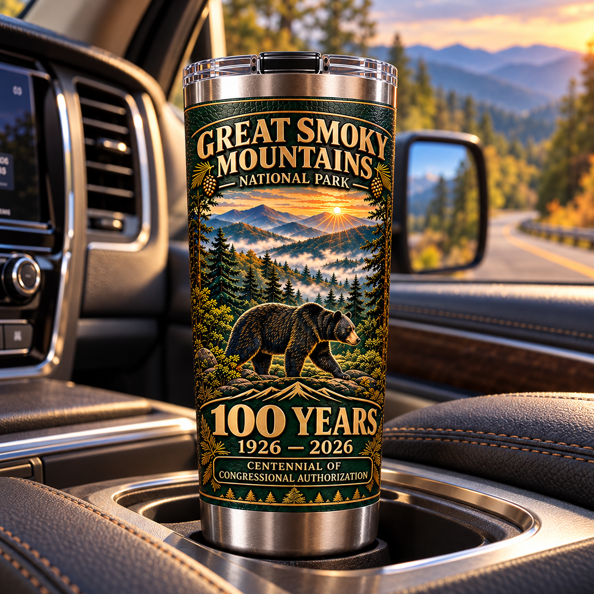 🐻 Great Smoky Mountains 100th Anniversary Commemorative Tumbler – 1926–2026 Congressional Authorization Centennial