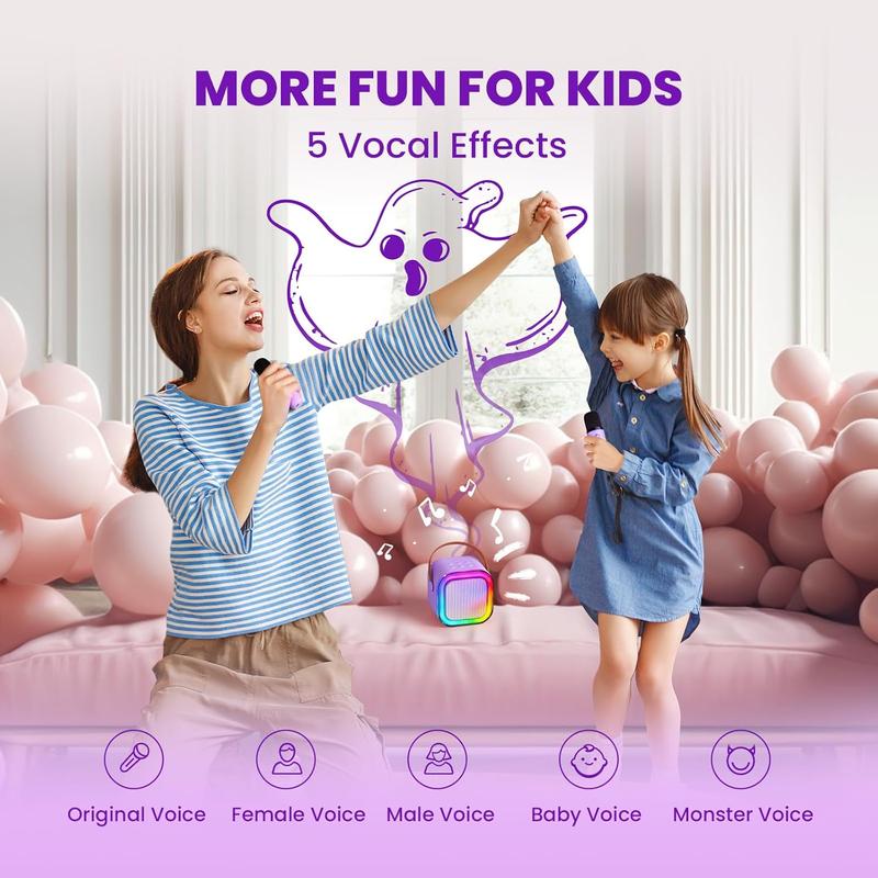 Portable Mini Karaoke Machine with 2 Wireless Microphones