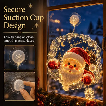 Lighted Christmas Window Decoration with Suction Cup | Warm LED Window Light with Double-Layer Design & Multiple Festive Styles ✨