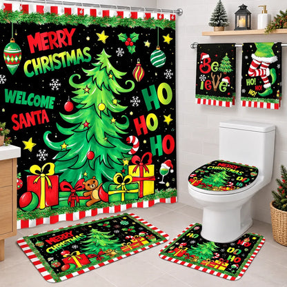 🔥😍🎄🛁 Christmas Bathroom Makeover Set – 4 Matching Pieces for Instant Holiday Cheer
